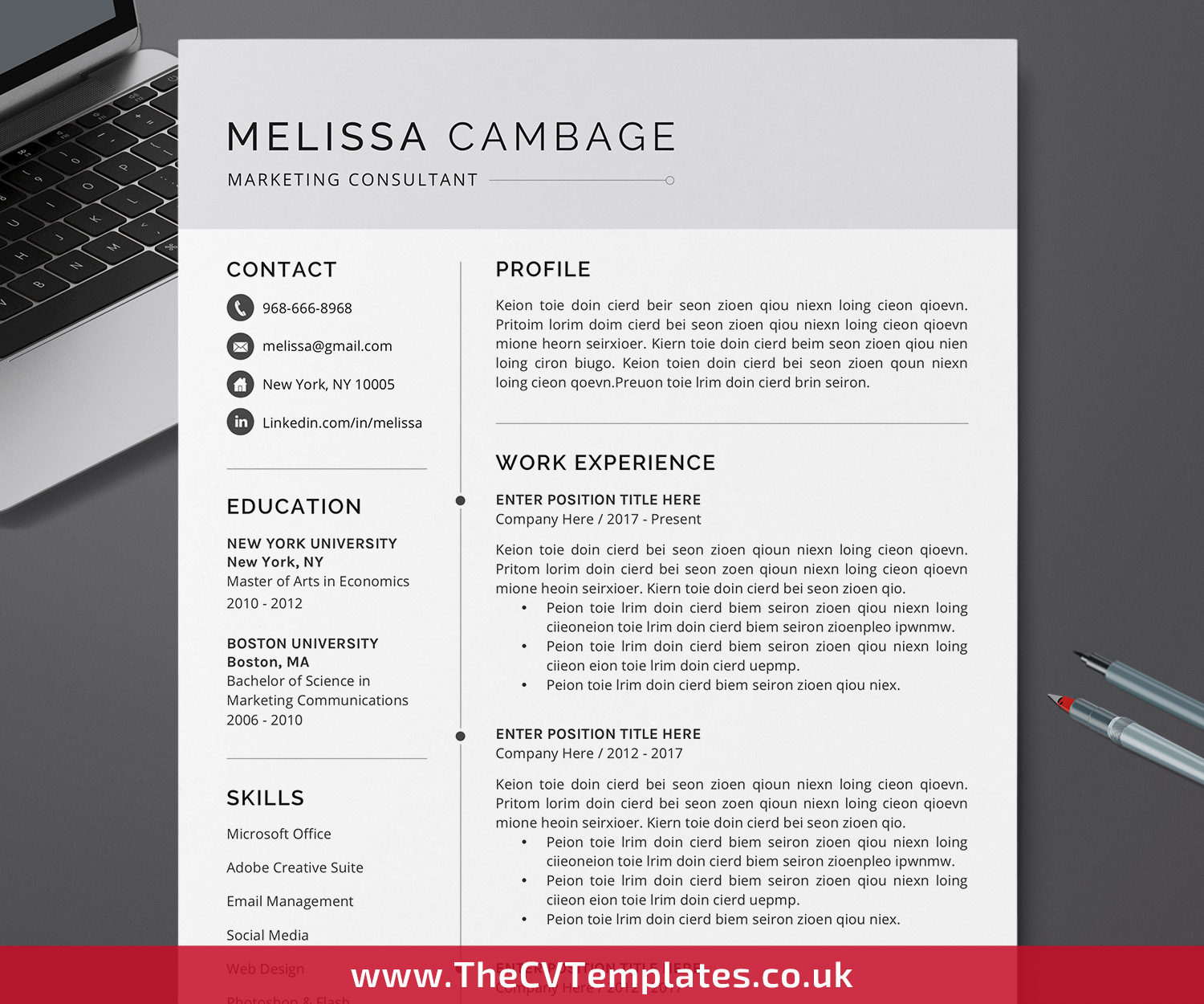 Minimalist CV Template for MS Word, Cover Letter, Curriculum Vitae, Clean  Resume, Professional Resume, 2222, 22, 22 Page, Fully Editable Resume Template Intended For How To Find A Resume Template On Word