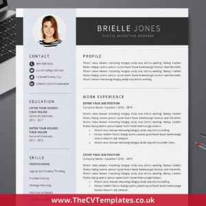 www.thecvtemplates.co.uk - resume template design, cv template design, resume template word, cv template word, professional resume template, modern resume template, simple resume template, creative resume template, student resume template, editable resume template, cover letter template, references template, 1 page cv template, 2 page cv template, 3 page cv template, instant download, Brielle cv template