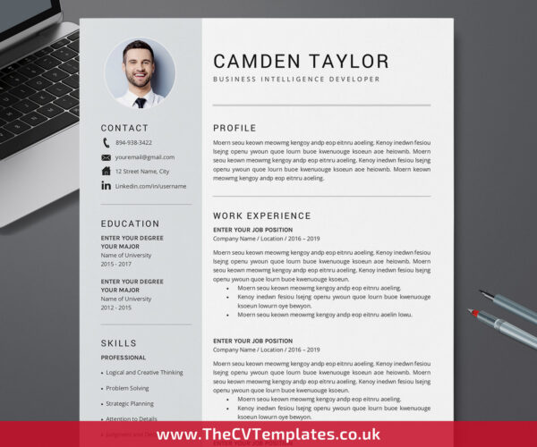 www.thecvtemplates.co.uk - resume template design, cv template design, resume template word, cv template word, professional resume template, modern resume template, simple resume template, creative resume template, student resume template, editable resume template, cover letter template, references template, 1 page cv template, 2 page cv template, 3 page cv template, instant download, Camden cv template