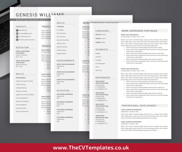 www.thecvtemplates.co.uk - resume template design, cv template design, resume template word, cv template word, professional resume template, modern resume template, simple resume template, creative resume template, student resume template, editable resume template, cover letter template, references template, 1 page cv template, 2 page cv template, 3 page cv template, instant download, Genesis cv template