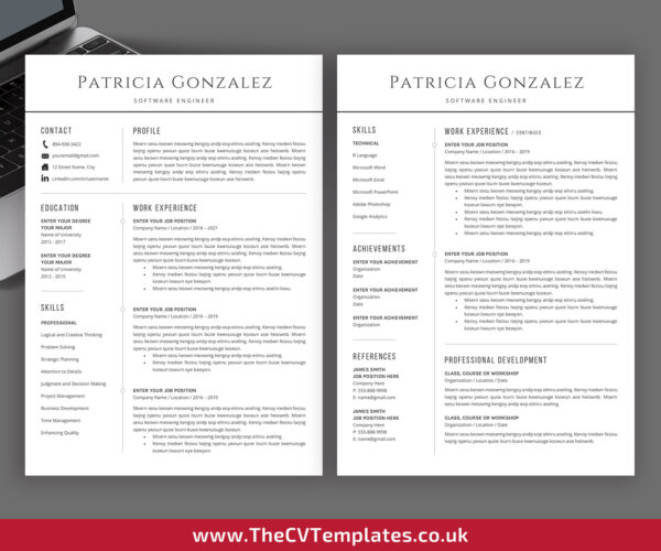 www.thecvtemplates.co.uk - resume template design, cv template design, resume template word, cv template word, professional resume template, modern resume template, simple resume template, creative resume template, student resume template, editable resume template, cover letter template, references template, 1 page cv template, 2 page cv template, 3 page cv template, instant download, Patricia cv template