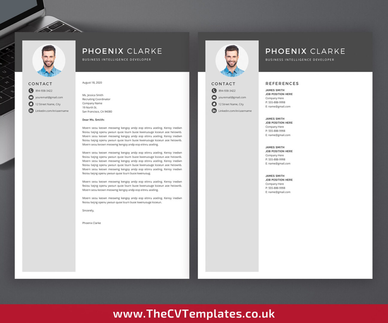 Professional CV Template with Matching Cover Letter and References ...
