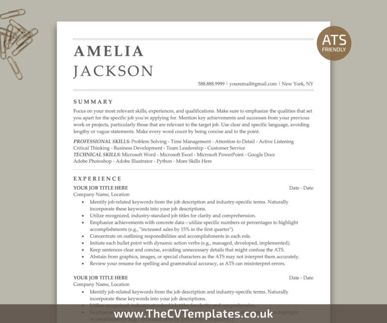 ATS CV Templates – TheCVTemplates.co.uk