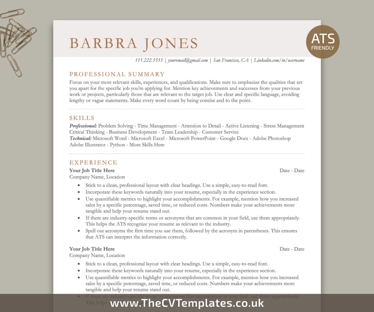 ATS CV Templates – TheCVTemplates.co.uk