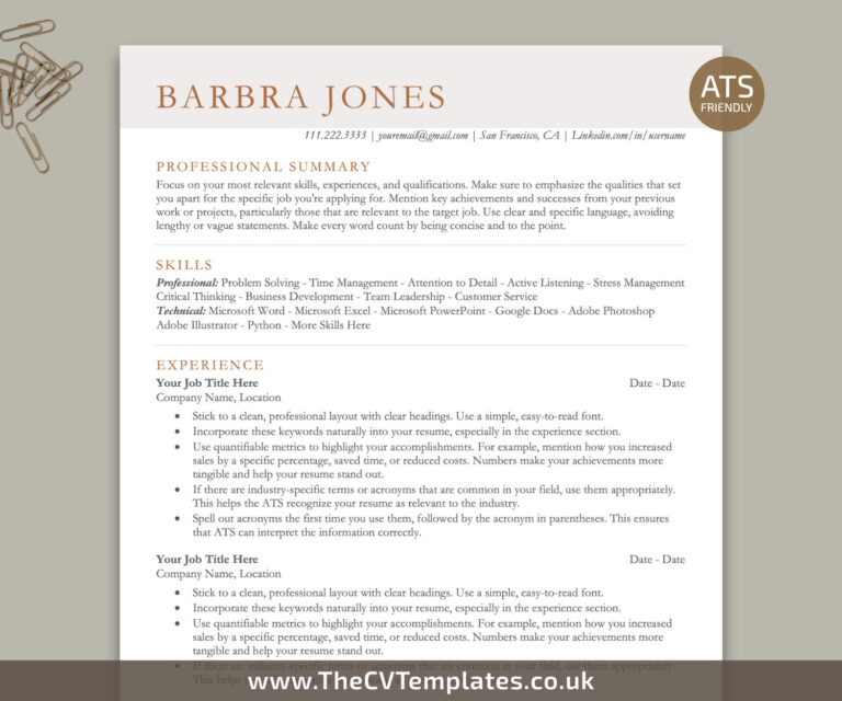 ATS CV Templates – TheCVTemplates.co.uk