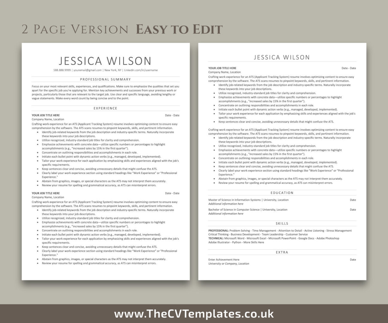 ATS CV Template for MS Word, Clean and Simple ATS Resume Template ...