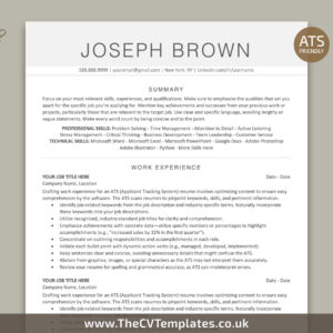 ATS-friendly resume template word, clean design and standard fonts