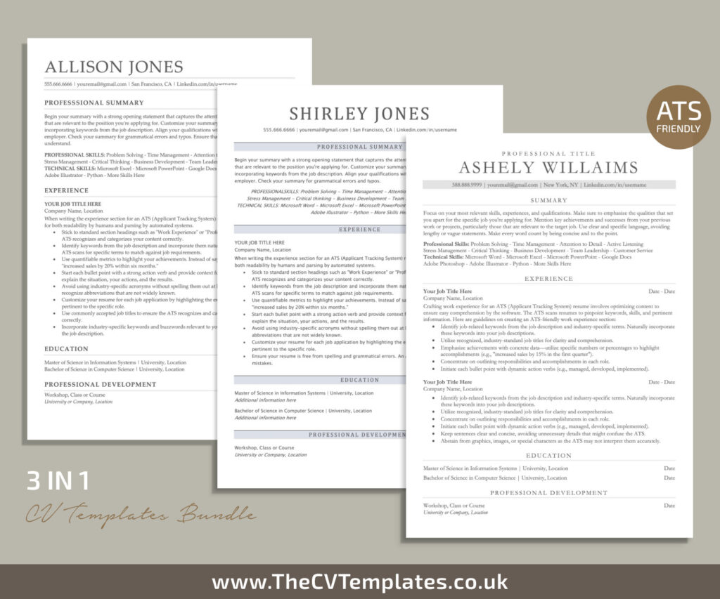 Classic ATS CV Template for MS Word, Clean ATS Resume Template Design ...