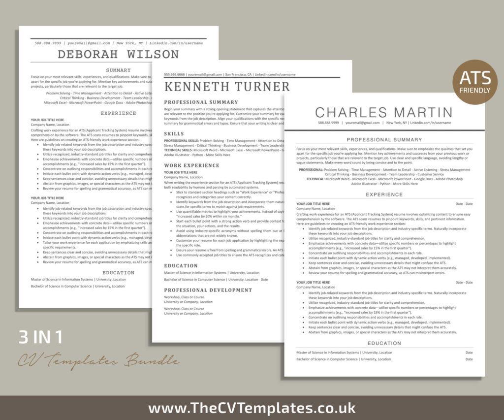 ATS CV Template for MS Word, Classic Professional ATS Resume Template