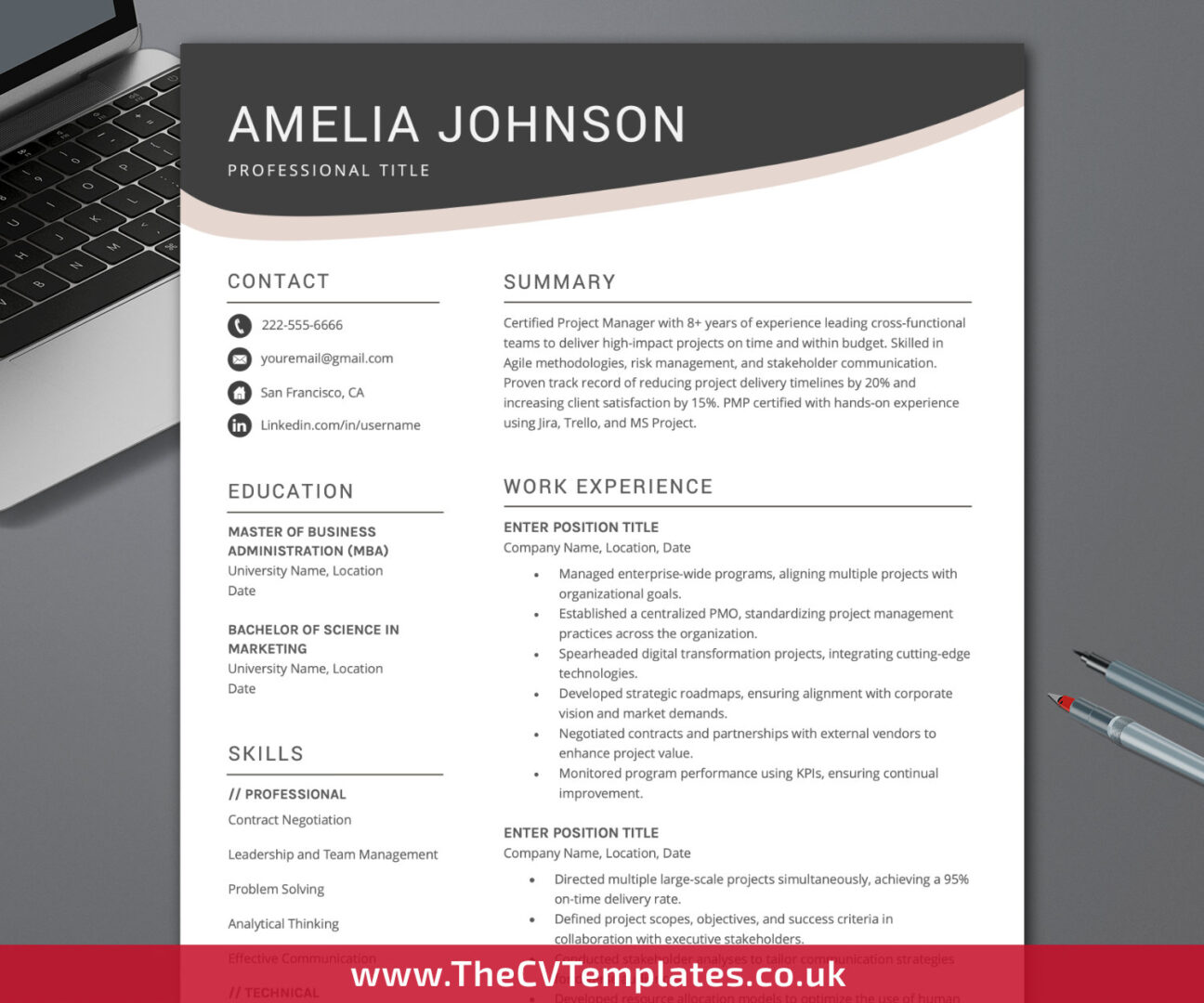 Simplecv Layout Example Uk CV Template for MS Word, Modern CV Template, Professional CV Template ...