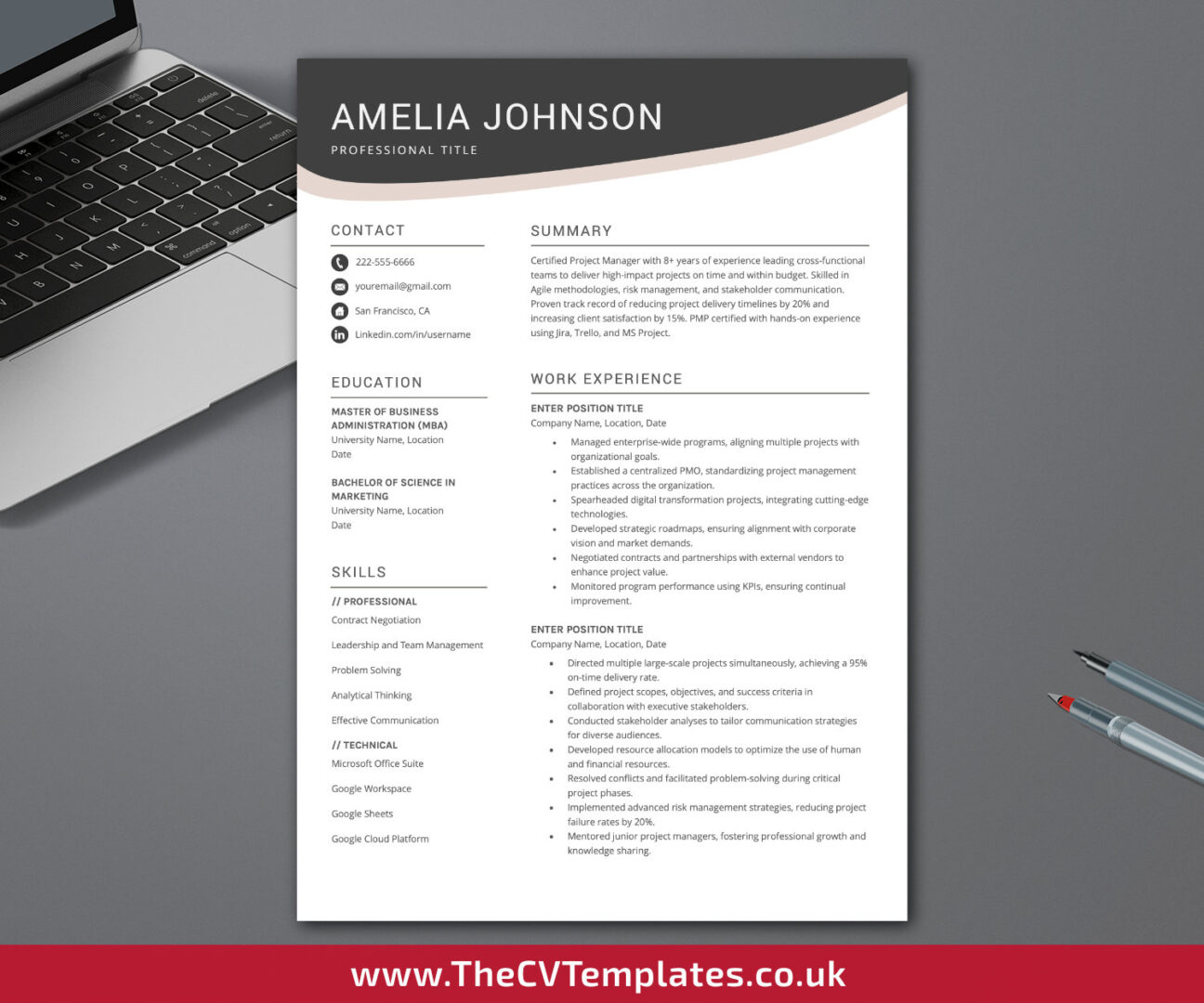 CV Template for MS Word, Modern CV Template, Professional CV Template ...
