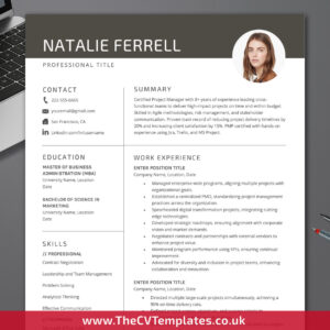 Professional resume template for MS Word with clean layout, perfect for job seekers