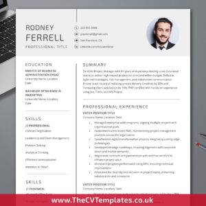 Professional resume template for MS Word with clean layout, perfect for job seekers