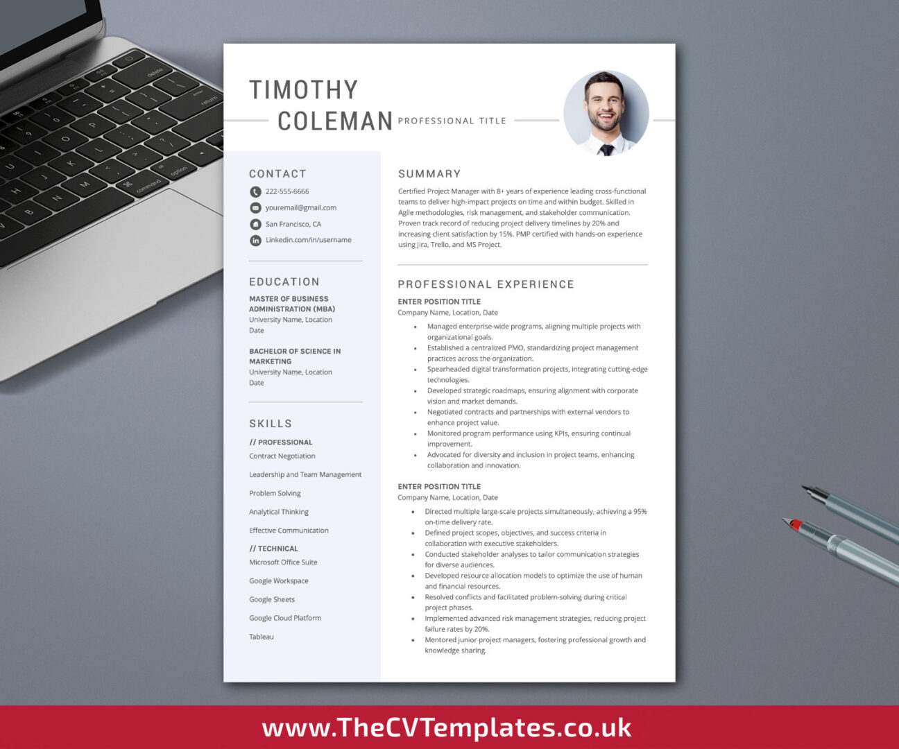 Clean CV Template for MS Word, Professional CV Template, Simple CV ...